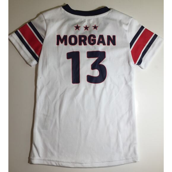 USWNT PLAYERS USA White "Morgan #13" Jersey Girls Small Soccer - Picture 3 of 4